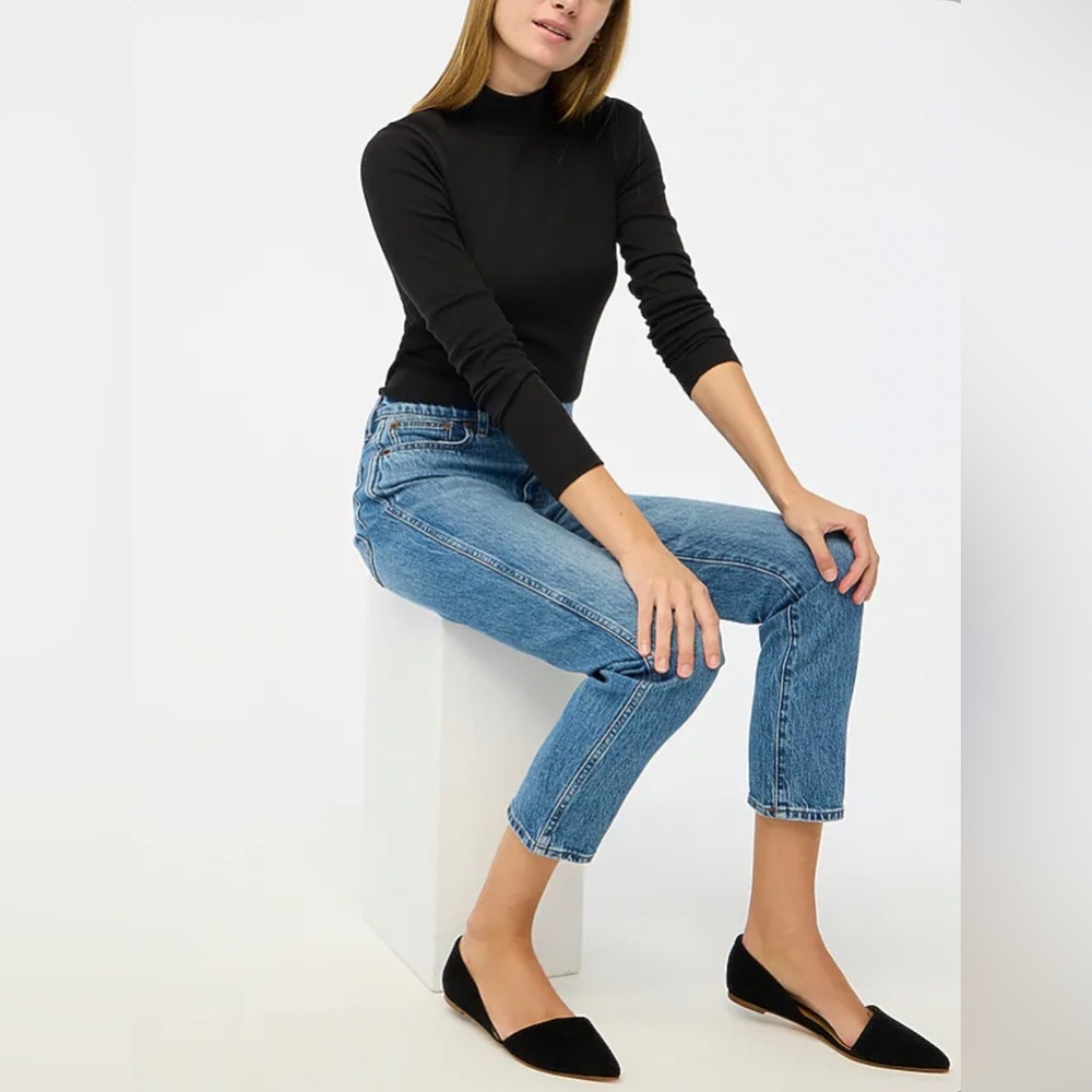 NWT J. Crew Ribbed Knitted Mock Top Black